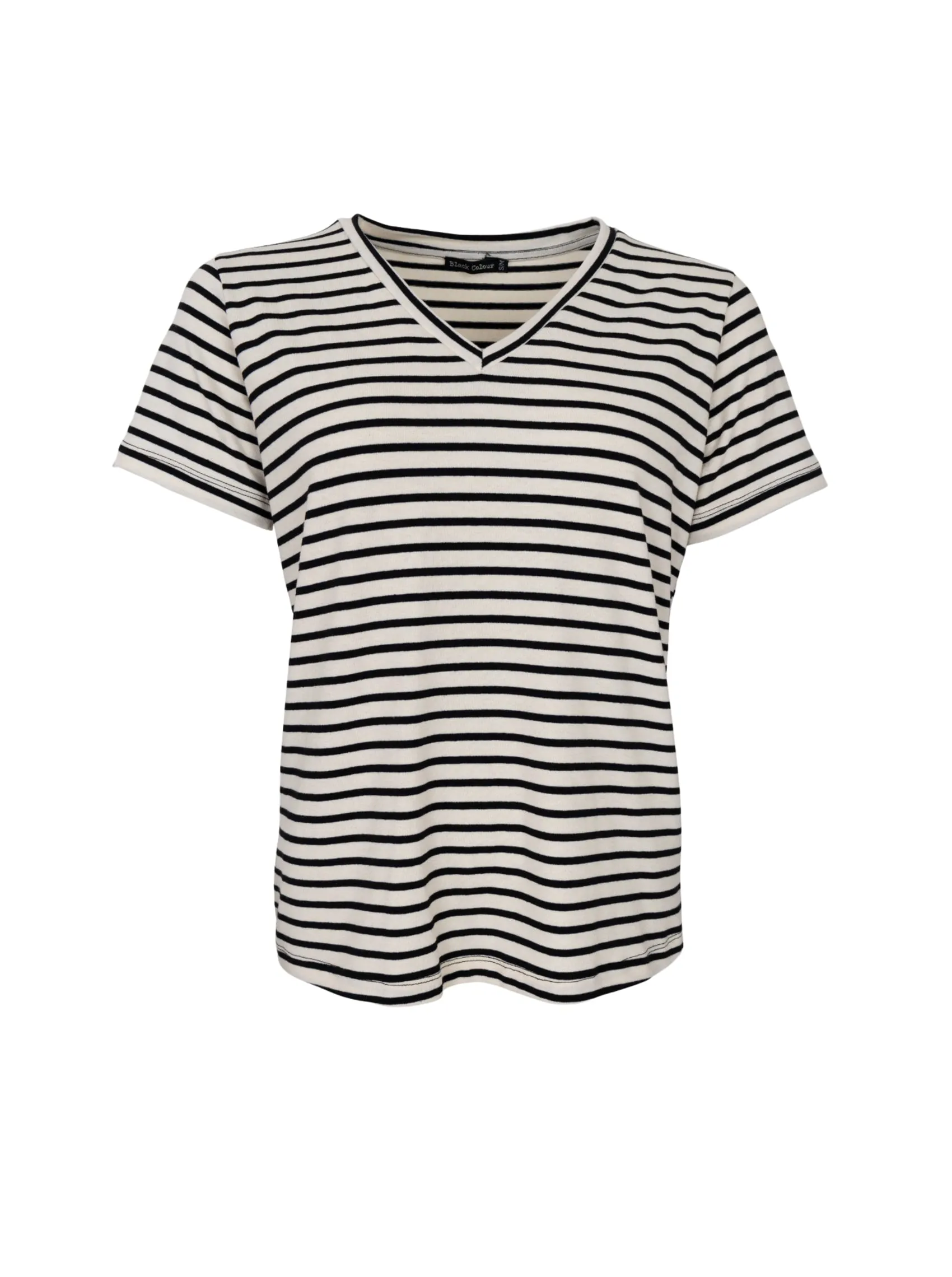 BCKASSI v-neck SS tee - Black/ Creme