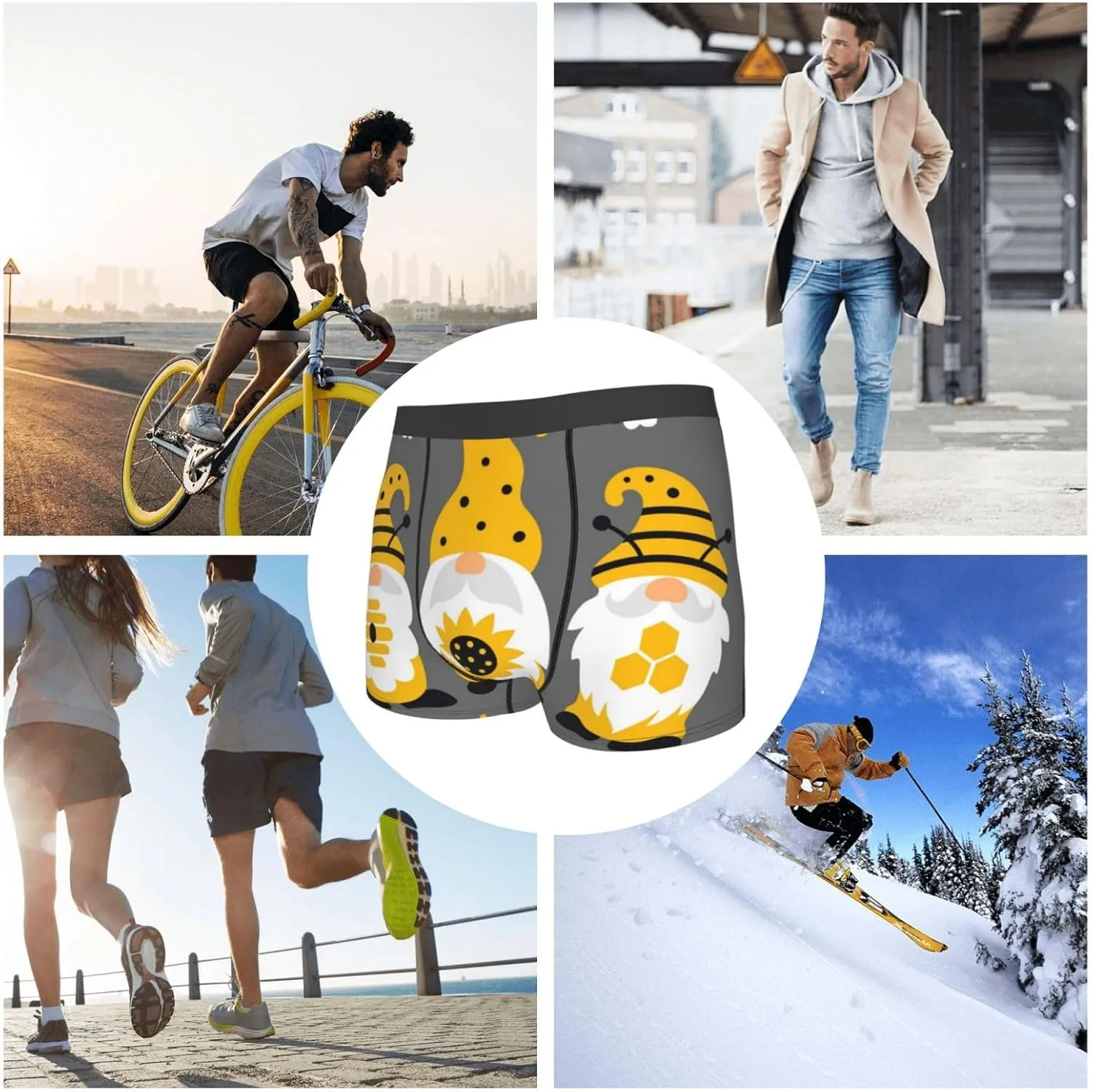 Bee Kind Print Boxer Briefs For Men Breathable Underwear-