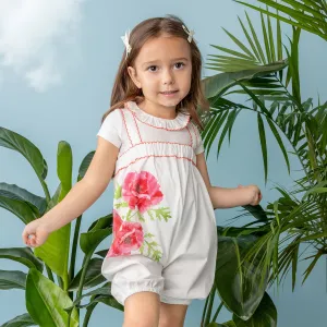 Belati Coral Baby Set With Special Stitch Trims And Poppy Print (BBB510)