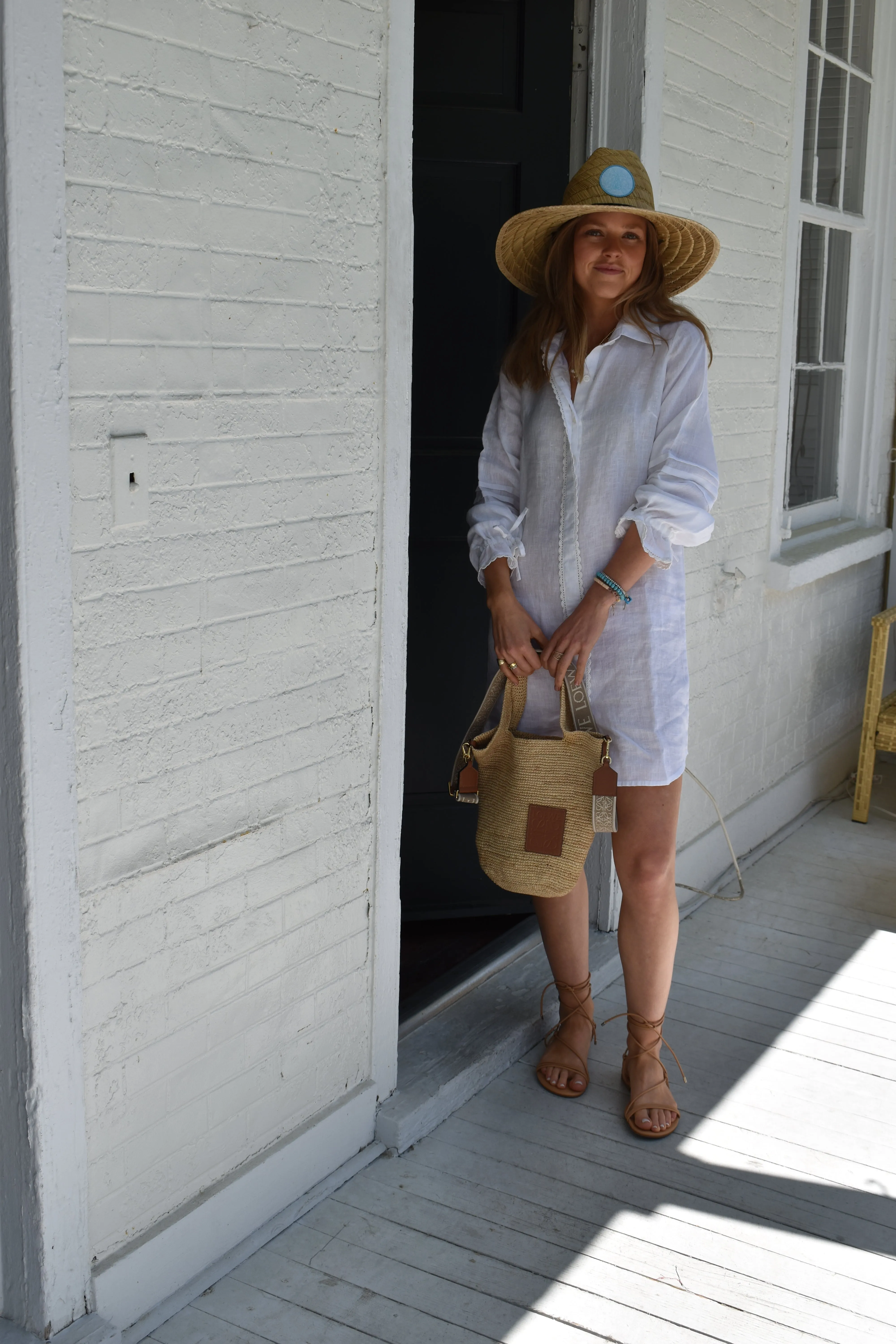 Bella Mini Dress White Linen