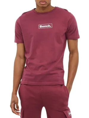 Bench Logo Crew Neck T-Shirt in Burgundy