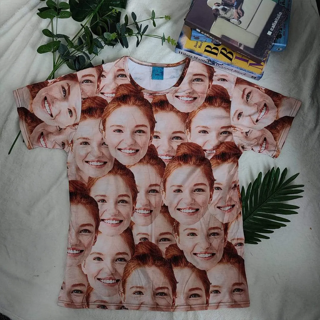 [Best Selling] Customised Face Shirt Design Seamless Men's All Over Print T-shirt for Anniversary Gift