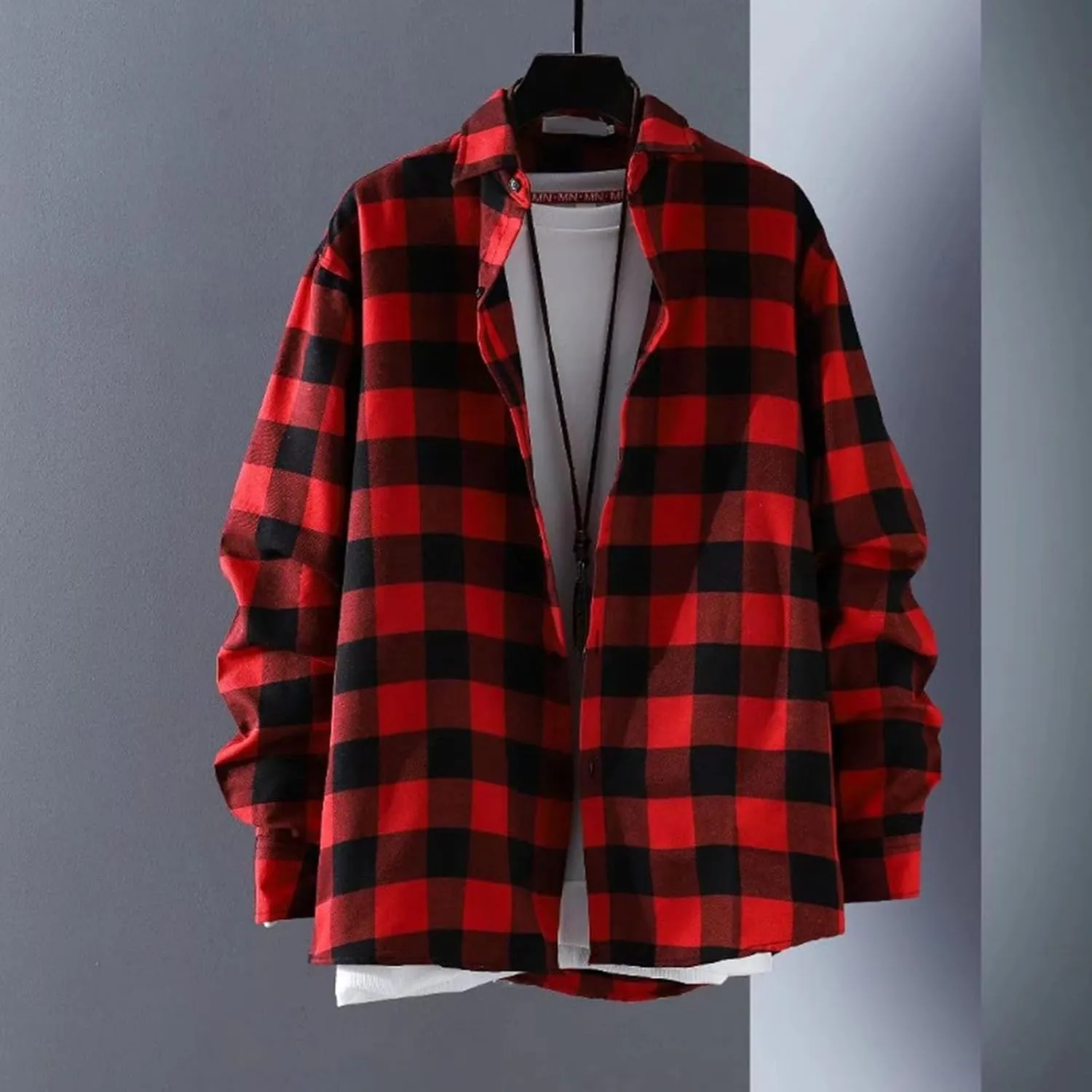 BIFUTON Flannel Shirt for Men Lightweight Button Down Long Sleeve Plaid Shirts Casual Stylish Camp Workout Jackets Cardigan