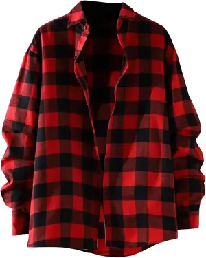 BIFUTON Flannel Shirt for Men Lightweight Button Down Long Sleeve Plaid Shirts Casual Stylish Camp Workout Jackets Cardigan