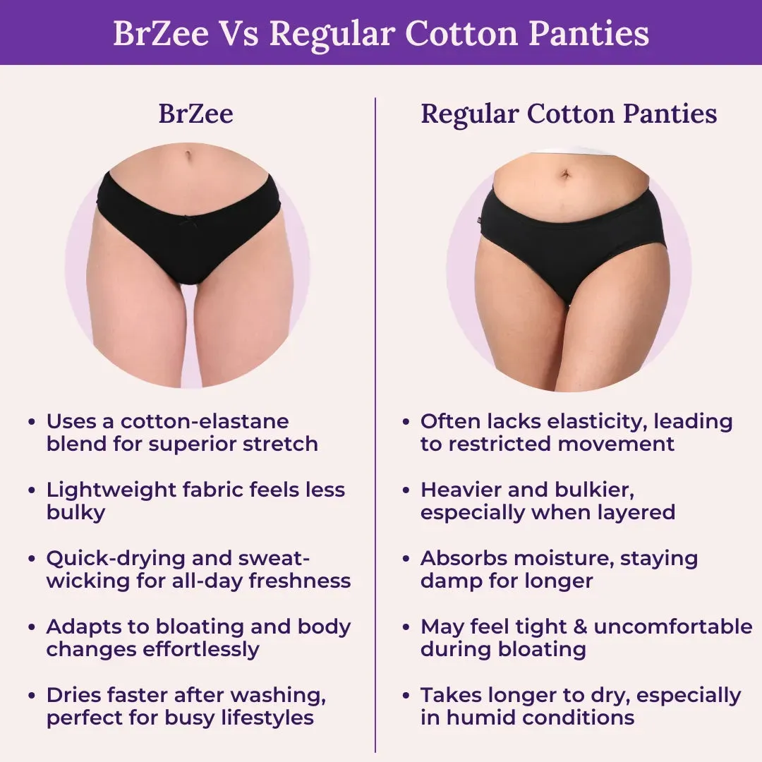 Bikinis | Low Waist Fit | Medium Butt Coverage | Ultra-Light Seams & Soft Elastic Trims | Prevents Visible Panty Lines | Pack Of 3