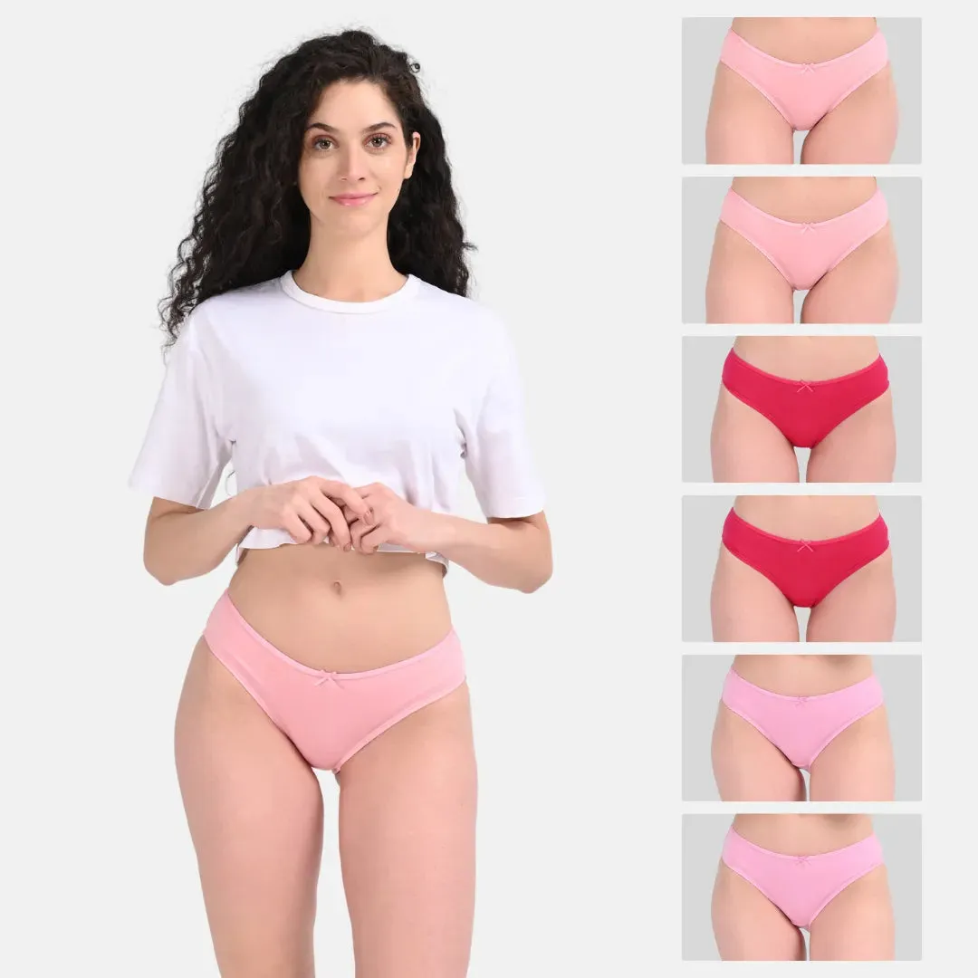 Bikinis | Low Waist | Moderate Coverage | Quick-Drying & Moisture-Absorbing | Prevents Visible Panty Lines | Pack Of 6