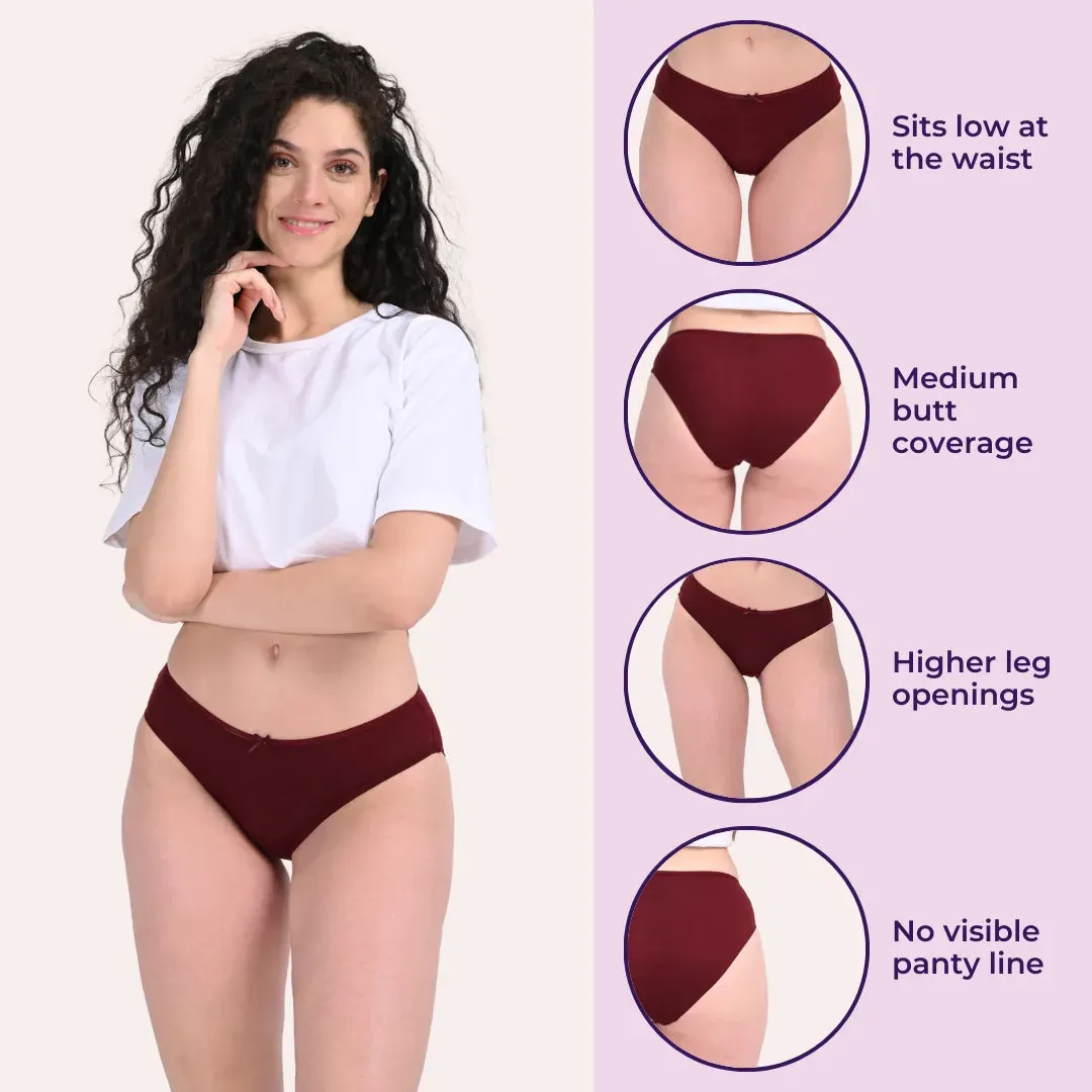 Bikinis | Low Waist | Moderate Coverage | Quick-Drying & Moisture-Absorbing | Prevents Visible Panty Lines | Pack Of 6