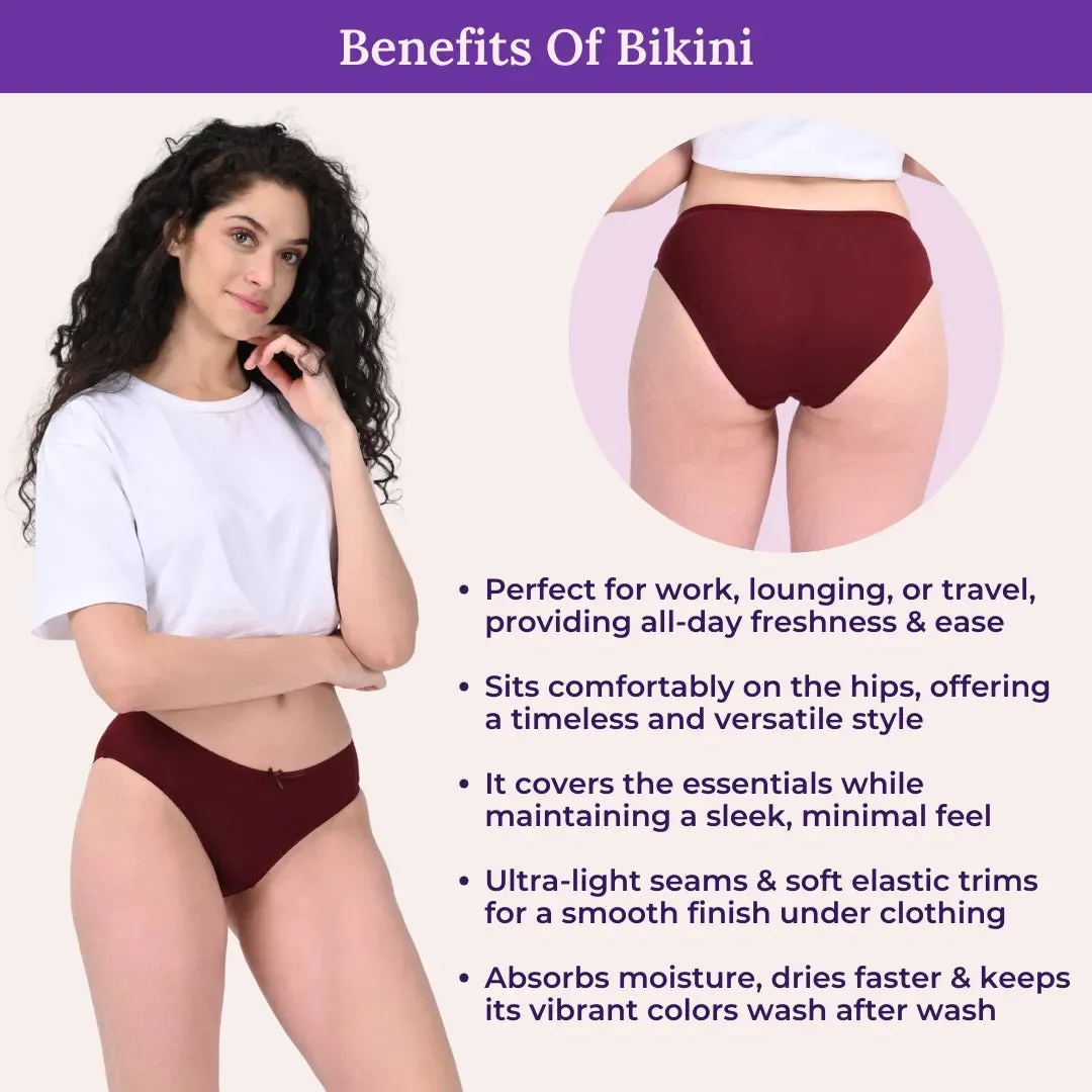Bikinis | Low Waist | Moderate Coverage | Quick-Drying & Moisture-Absorbing | Prevents Visible Panty Lines | Pack Of 6
