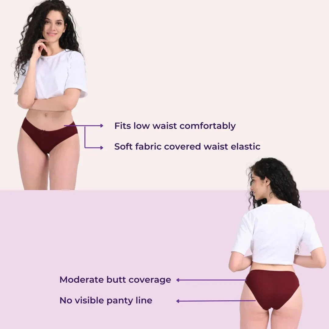Bikinis | Low Waist | Moderate Coverage | Quick-Drying & Moisture-Absorbing | Prevents Visible Panty Lines | Pack Of 6