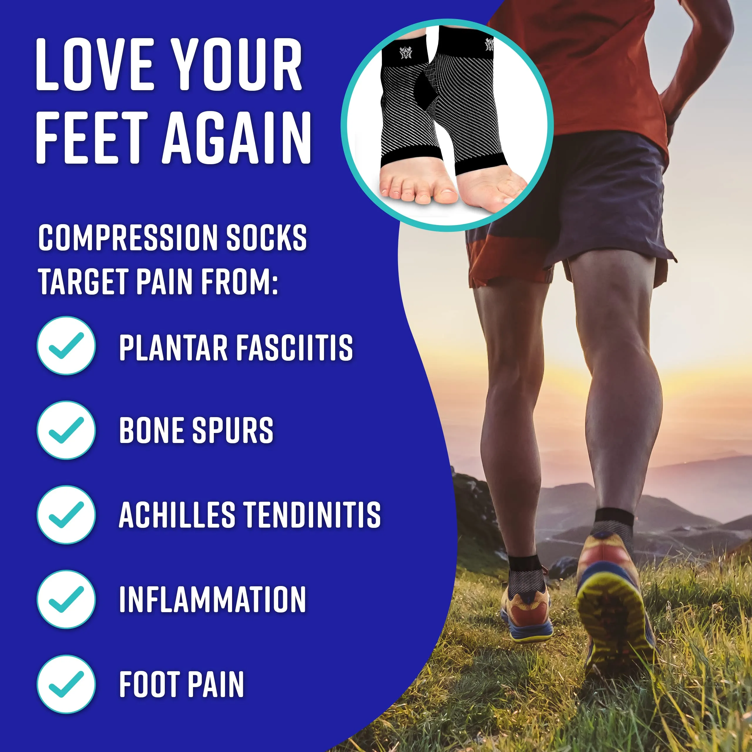 Bitly Plantar Fasciitis for Women & Men Socks Foot & Ankle Compression Sleeve, Nude, M Medium Beige 1