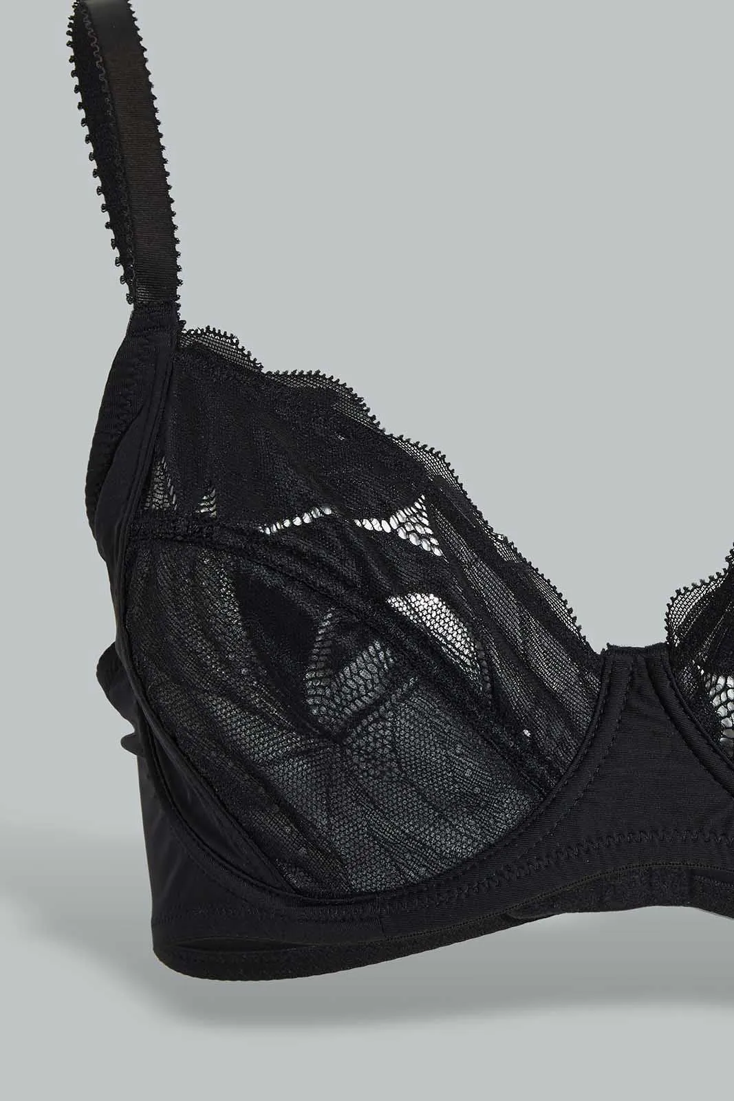 Black And White Lace Non-Padded Bra (Pack of 2)