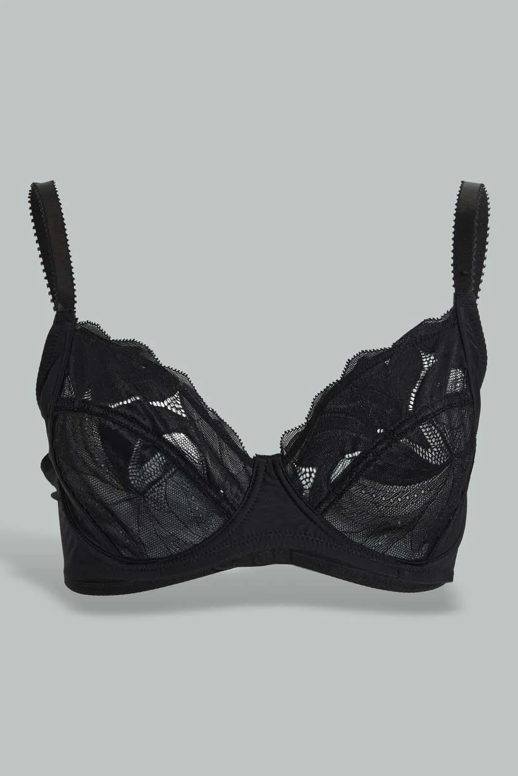 Black And White Lace Non-Padded Bra (Pack of 2)