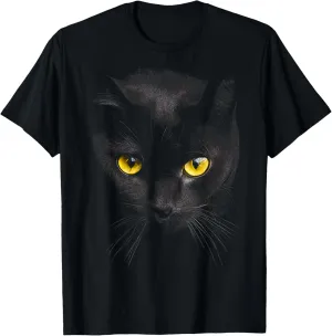 Black Cat Yellow Eyes Graphic Tees Men Women Boys Girls T-Shirt