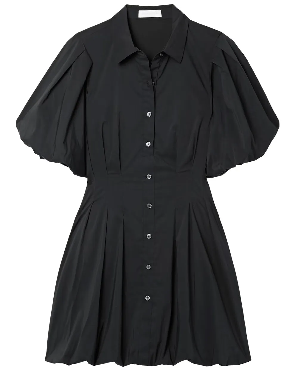 Black Cleo Pleated Poplin Balloon Minidress