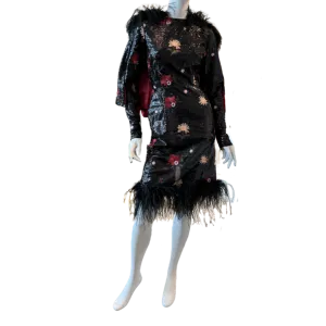 Black Floral Sequin Cocktail Dress