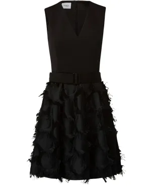 Black Fringed Dot Mini Dress
