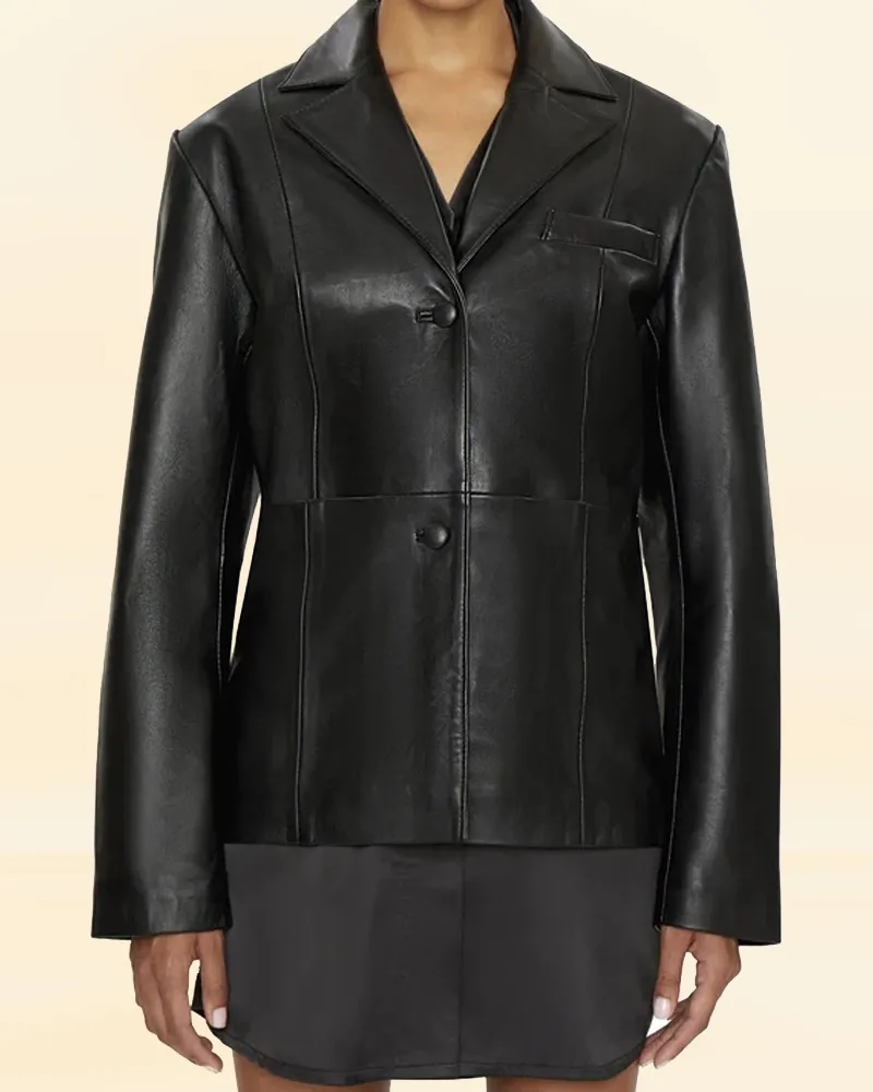 Black Leather Blazer Worn By Kendall Jenner | Kendall Jenner Black Leather Blazer