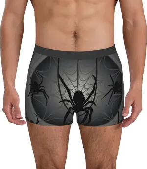 Black Spiders Print Boxer Briefs For Men Breathable Underwear-