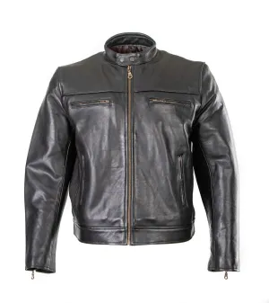 Blouson Cruiser Biker Black Waxy Cowhide Leather Jacket Vespa 164