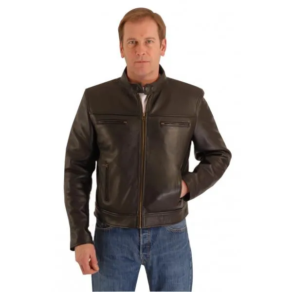 Blouson Cruiser Biker Black Waxy Cowhide Leather Jacket Vespa 164