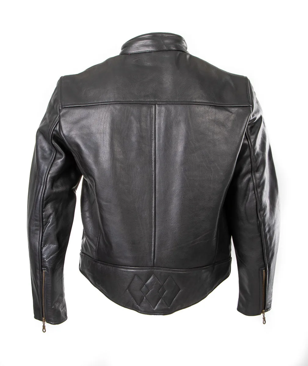Blouson Cruiser Biker Black Waxy Cowhide Leather Jacket Vespa 164