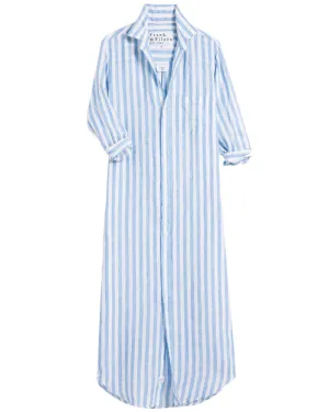 Blue and White Stripe Linen Rory Maxi Shirtdress