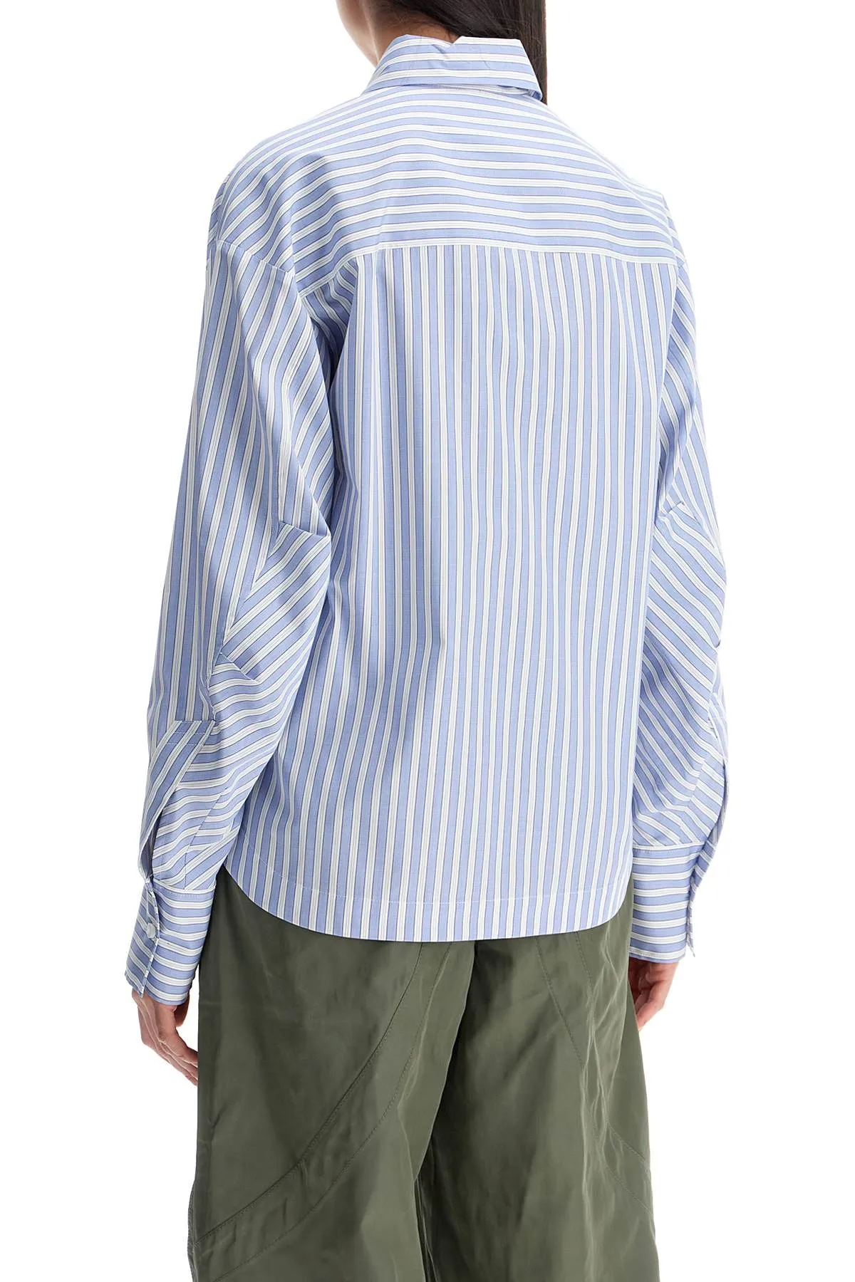 blue and white striped oversized cotton shirt 250WCH00014CCC051AA WHITE/NAVY BLUE
