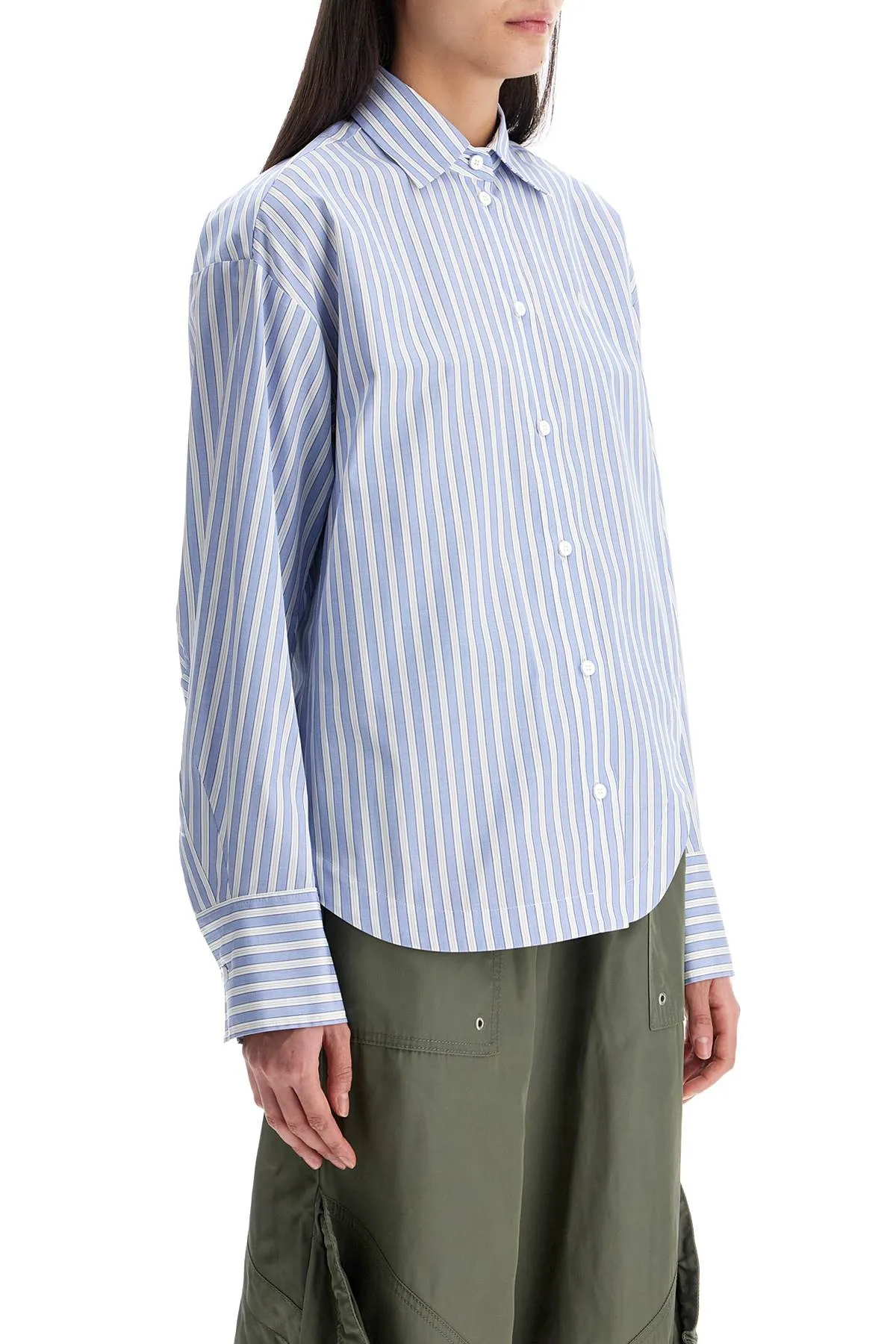 blue and white striped oversized cotton shirt 250WCH00014CCC051AA WHITE/NAVY BLUE