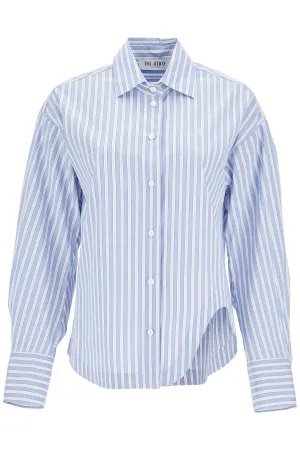 blue and white striped oversized cotton shirt 250WCH00014CCC051AA WHITE/NAVY BLUE