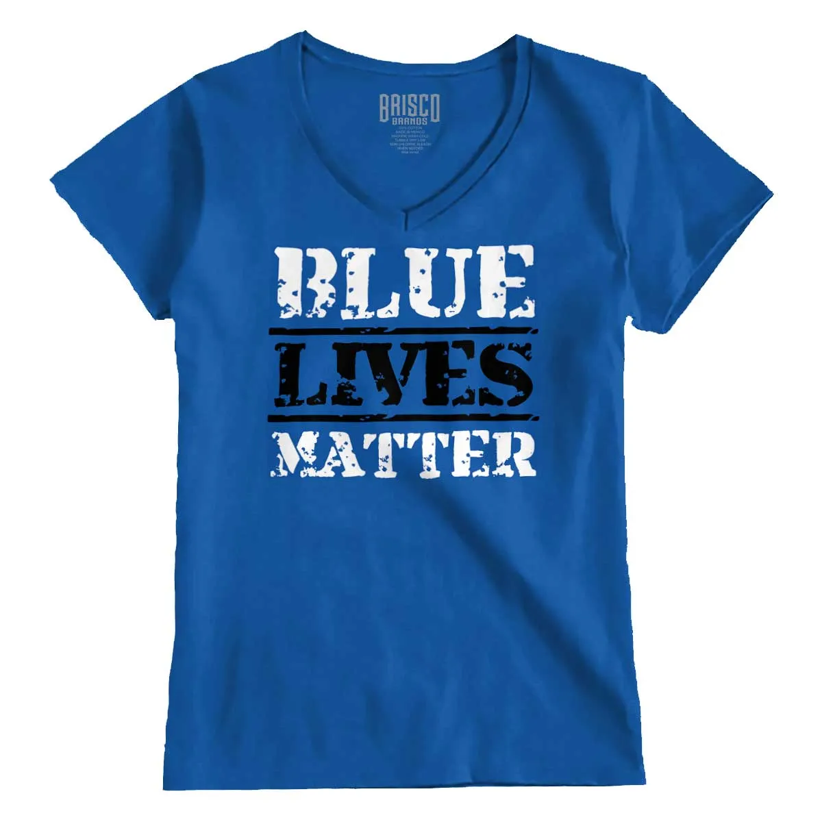 Blue Lives Matter Bold Junior Fit V-Neck T-Shirt