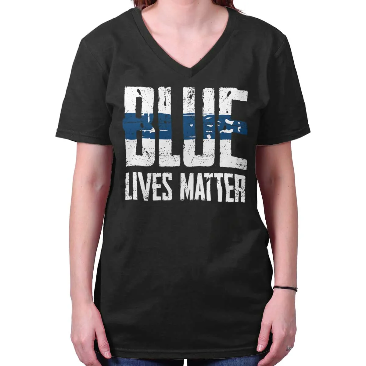 Blue Lives Matter Line V-Neck T-Shirt