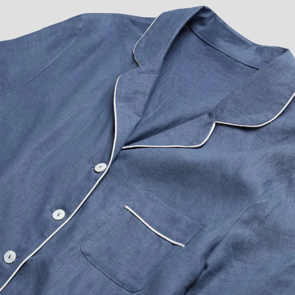 Blueberry Linen Pajama Shirt (Top Only)