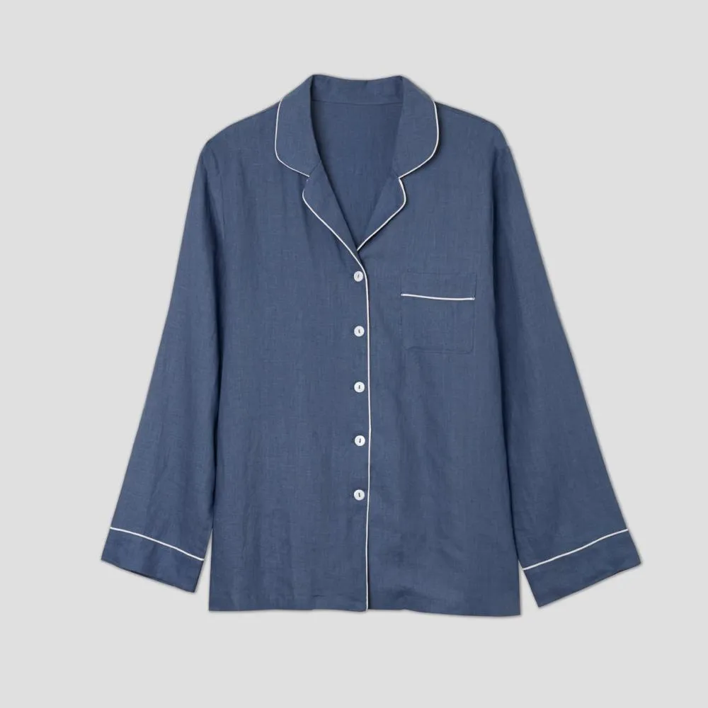 Blueberry Linen Pajama Shirt (Top Only)