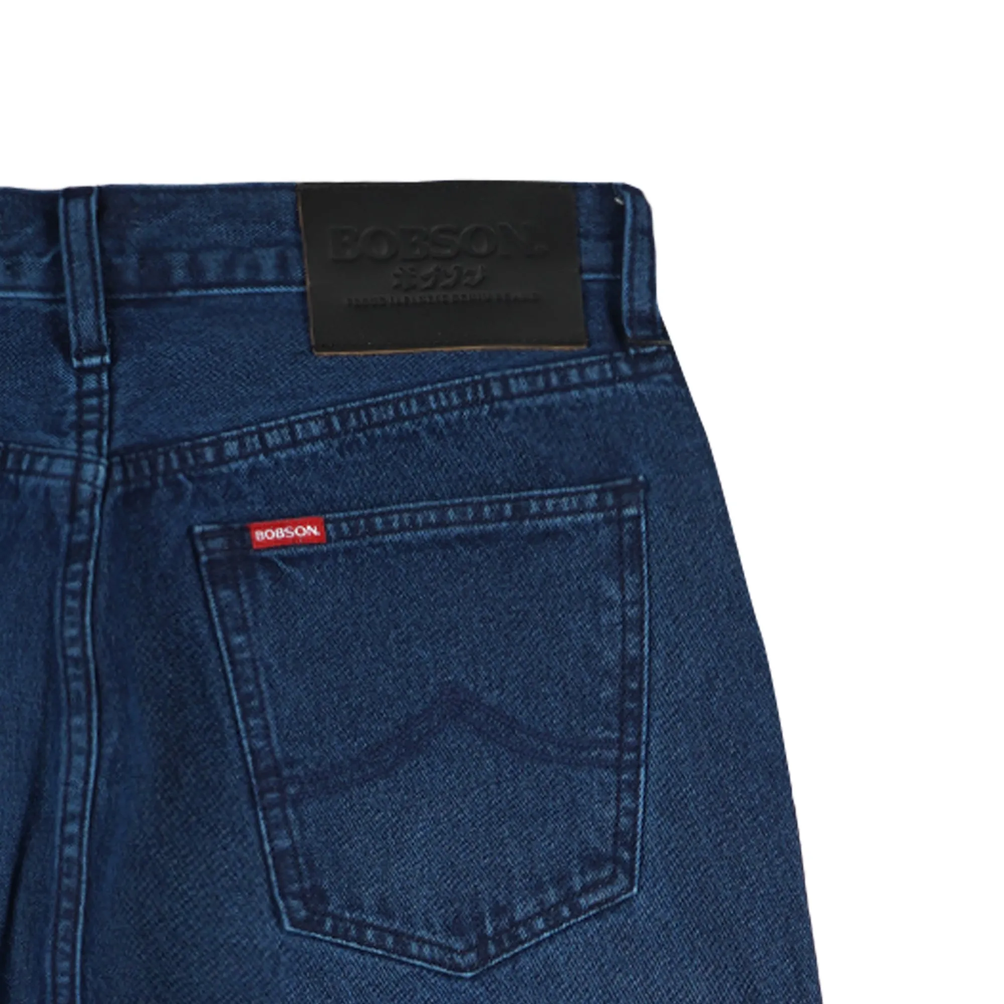 Bobson Japanese Men's Basic Denim Regular Straight Mid Waist 153993 (Dark Shade)
