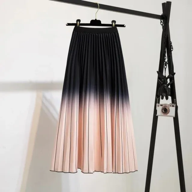 Bold Print Polyester Pleated Skirts