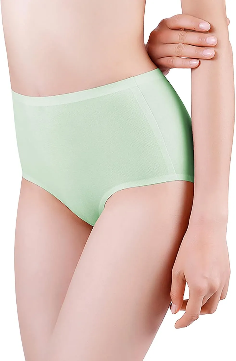 Bourund 5PCS Ultra Thin Non-Marking Ice Silk Underwear, Womens Seamless Ice Silk High Waist Breathable Soft Stretchy Panties