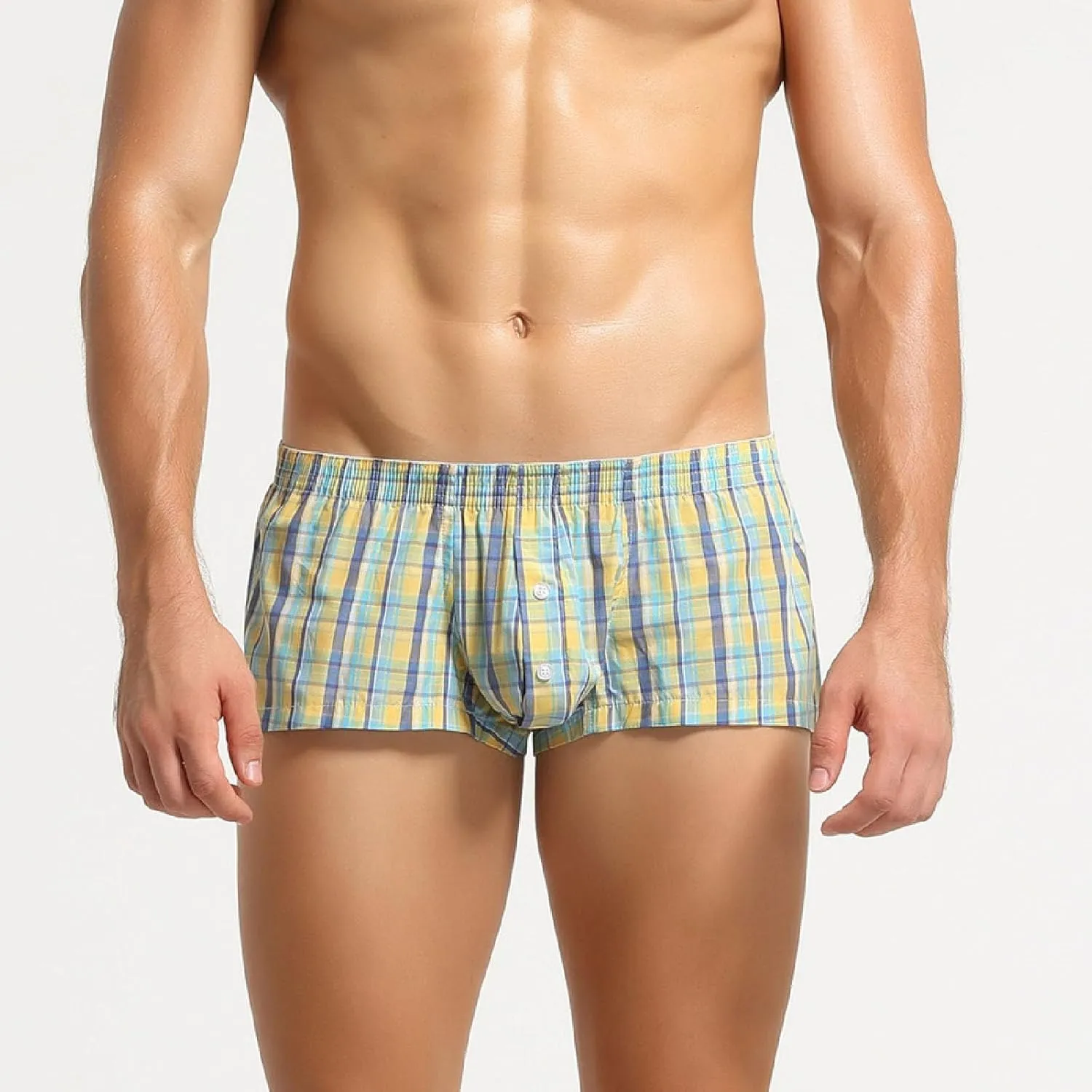 Boxer Briefs Mens Cotton Sexy Mid Waisted Breathable Underwear Cool Pouch Comfortable Stretch Trunks with Elastic Waistband