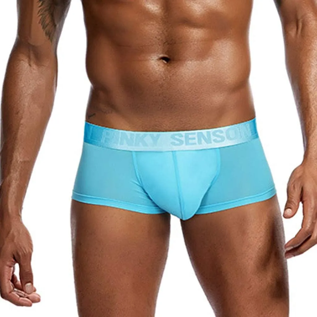 Boxers Briefs for Men Breathable Ice Silk Underwear Shorts Low Rise Cooling Trunks See Through Boxers Briefs