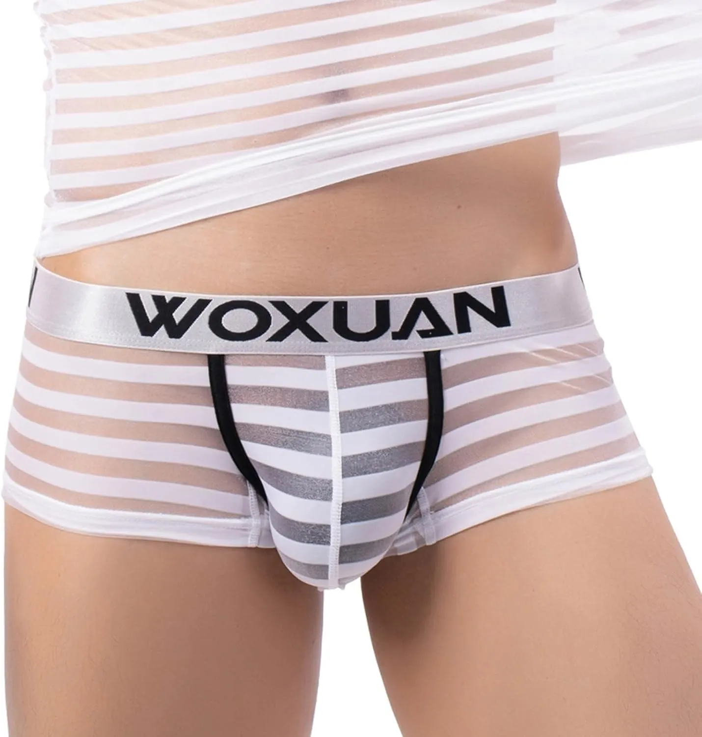 Boxers Briefs for Men Ice Silk Seamless Thin Breathable Boxer Briefs See Through Stretch Comfy Soft Pouch Cool Sexy Underwear