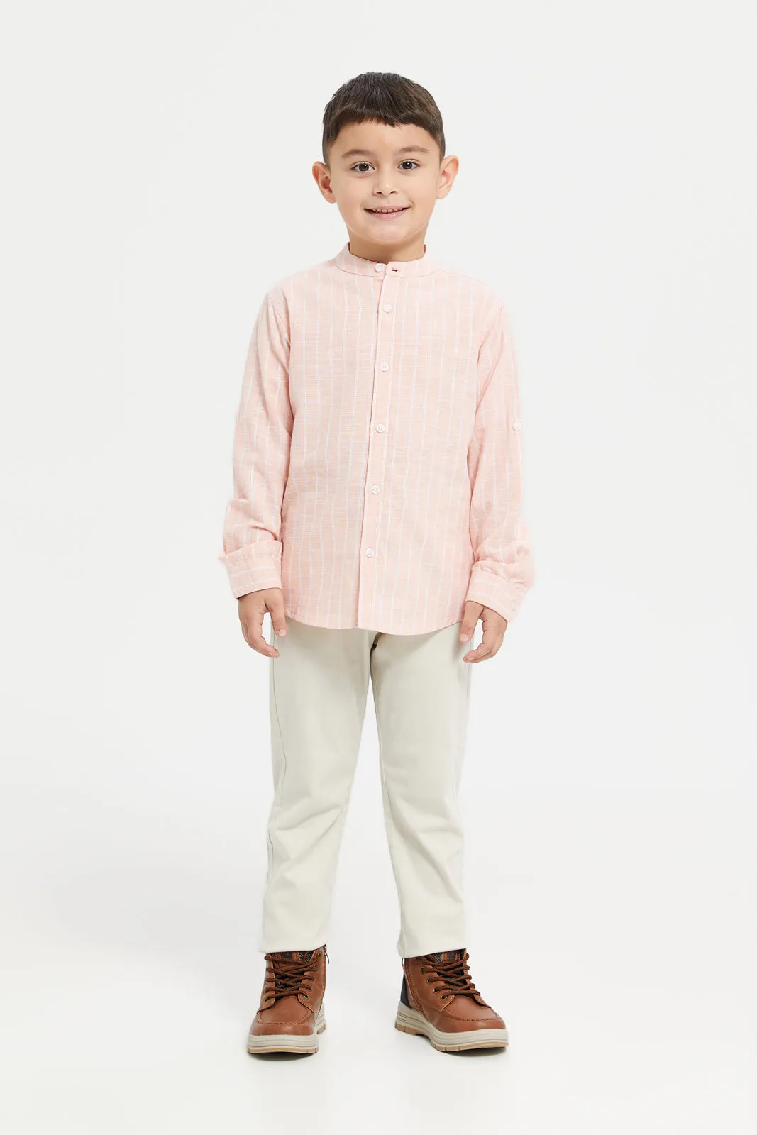 Boys Apricot Striped Shirt