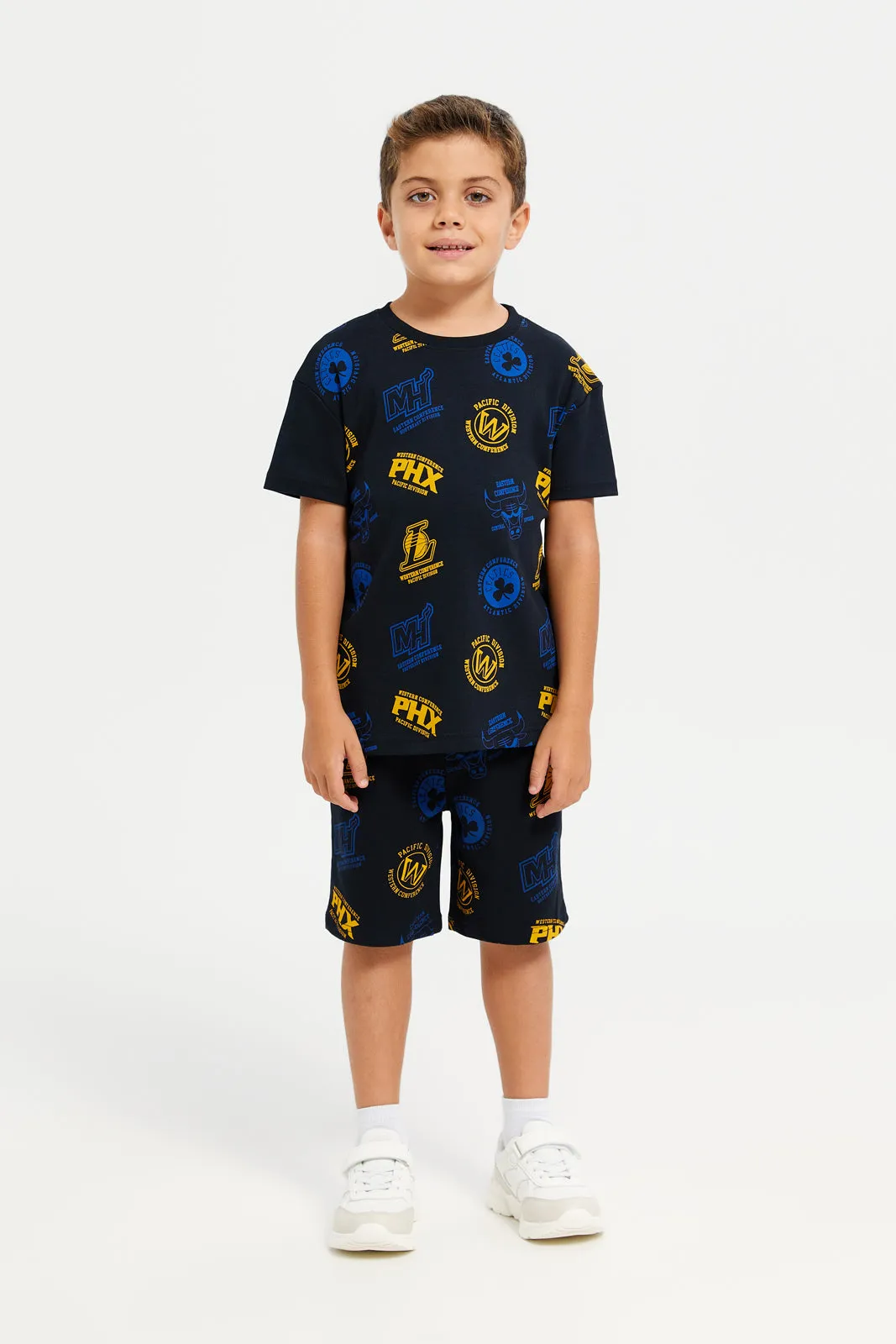 Boys Black Printed Golden State Warriors T-Shirt