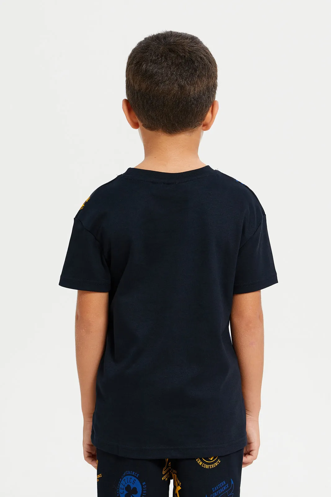 Boys Black Printed Golden State Warriors T-Shirt