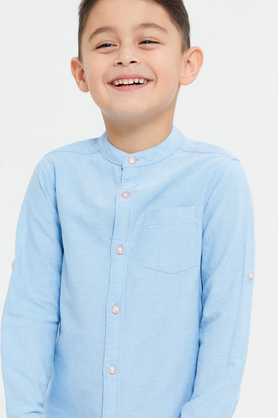 Boys Blue Mandarin Casual Shirt