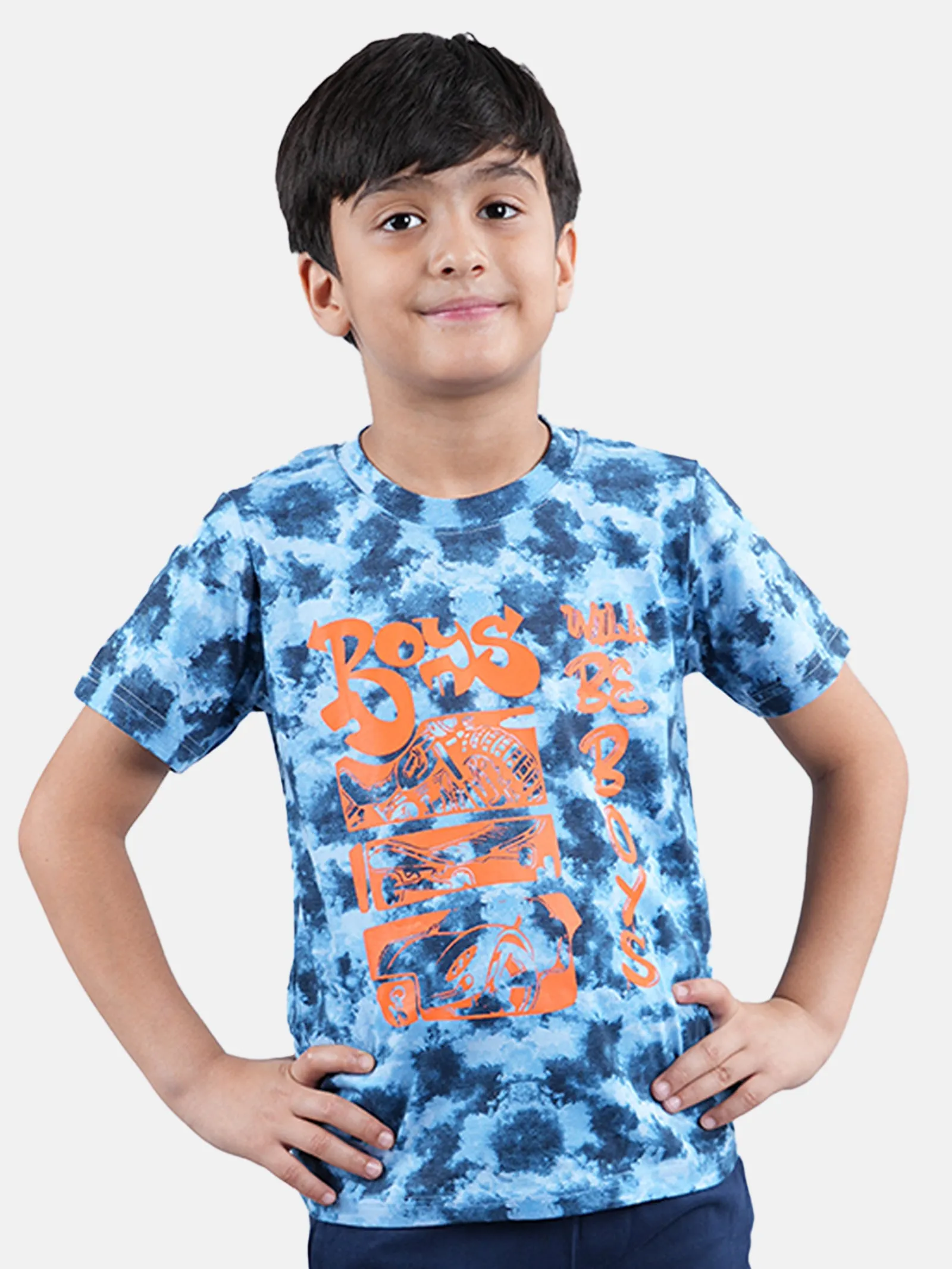 Boys Cotton Jersey Tie and Dye AOP Printed Tees Pack of 2