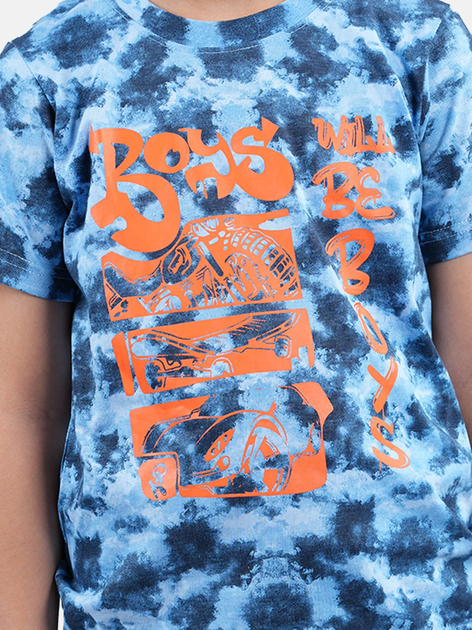 Boys Cotton Jersey Tie and Dye AOP Printed Tees Pack of 2