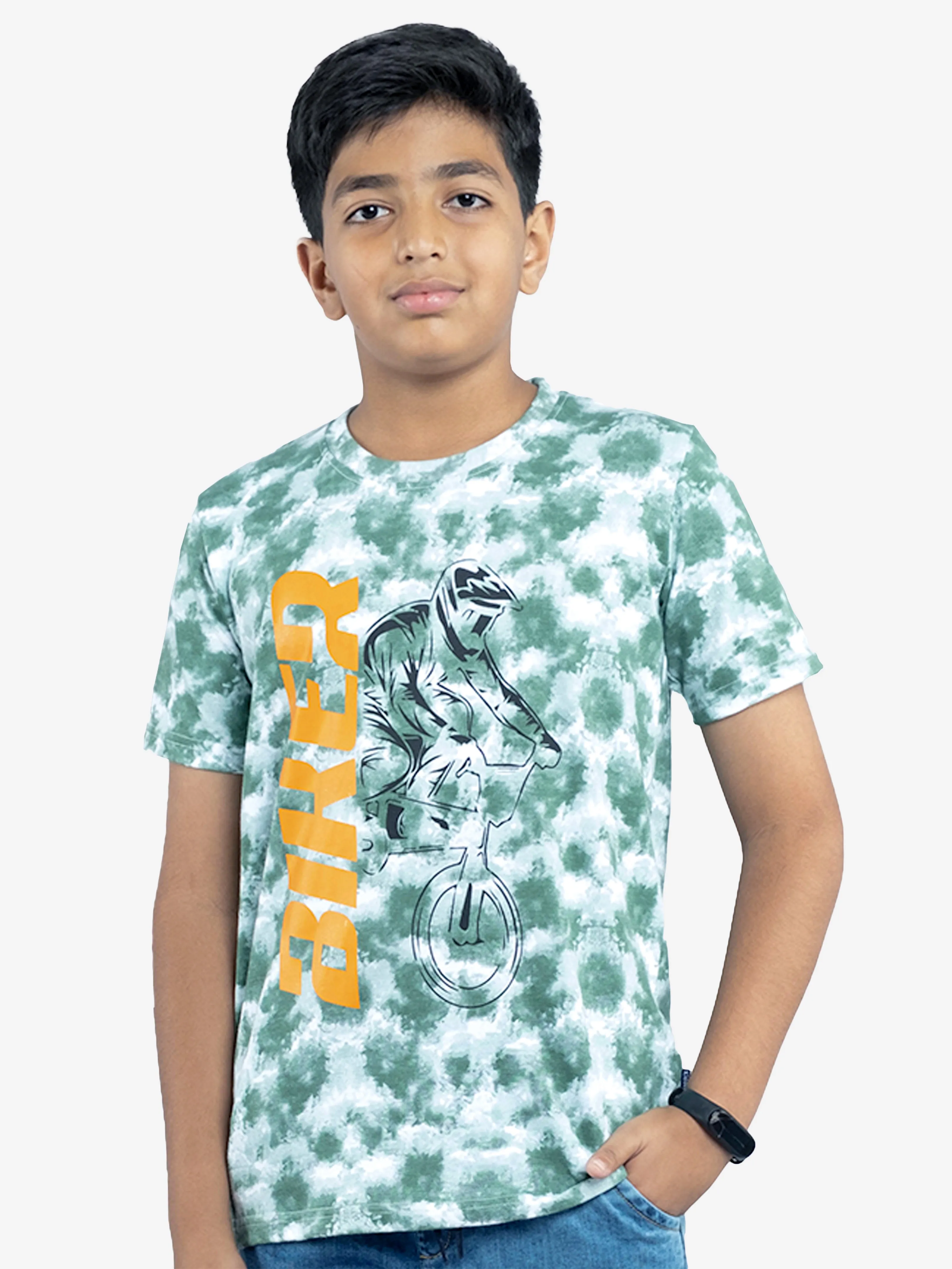 Boys Cotton Jersey Tie and Dye AOP Printed Tees Pack of 2