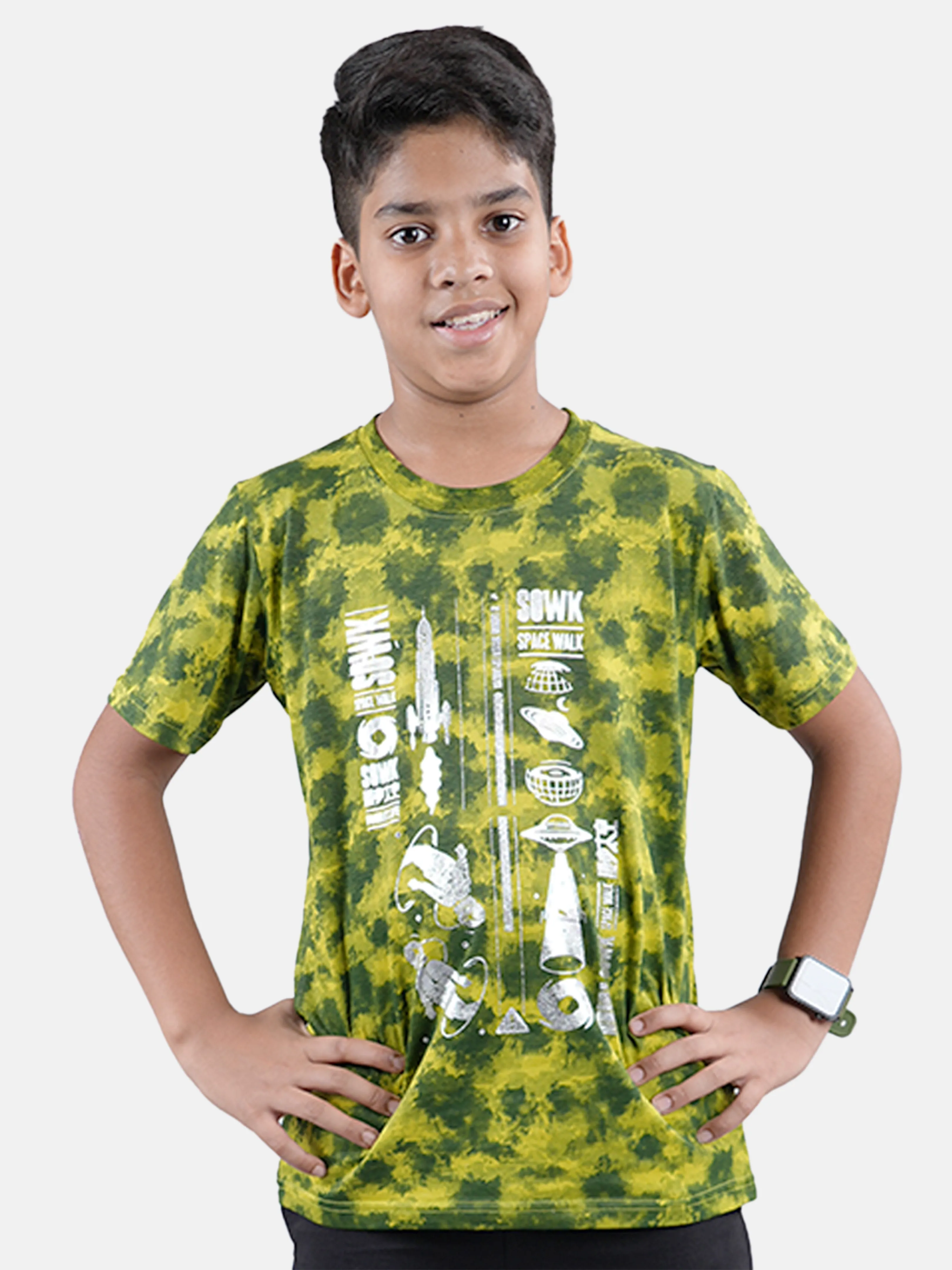 Boys Cotton Jersey Tie and Dye AOP Printed Tees Pack of 2