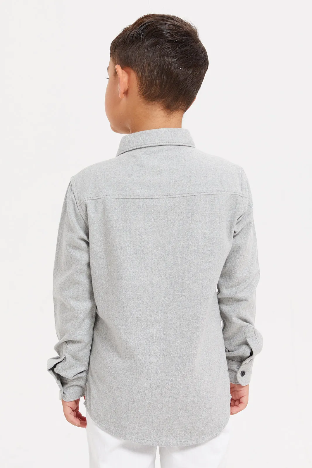 Boys Grey Double Pocket Shirt