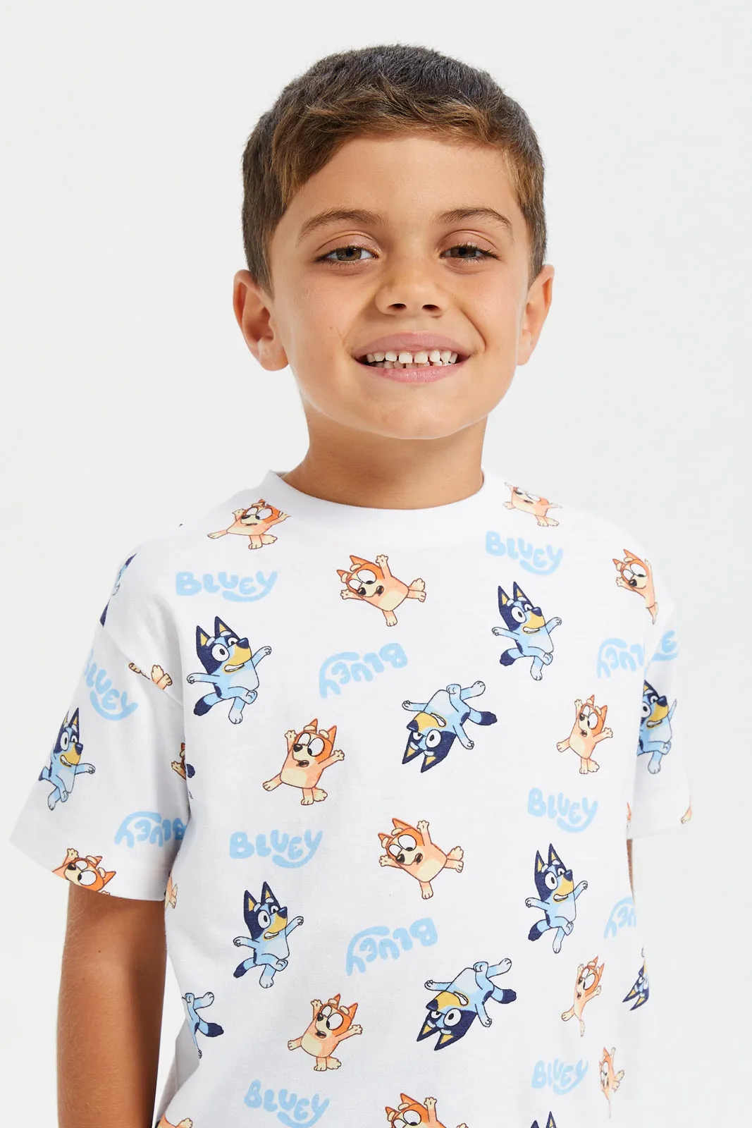 Boys Ivory Short Sleeve Printed Bluey T-Shirt