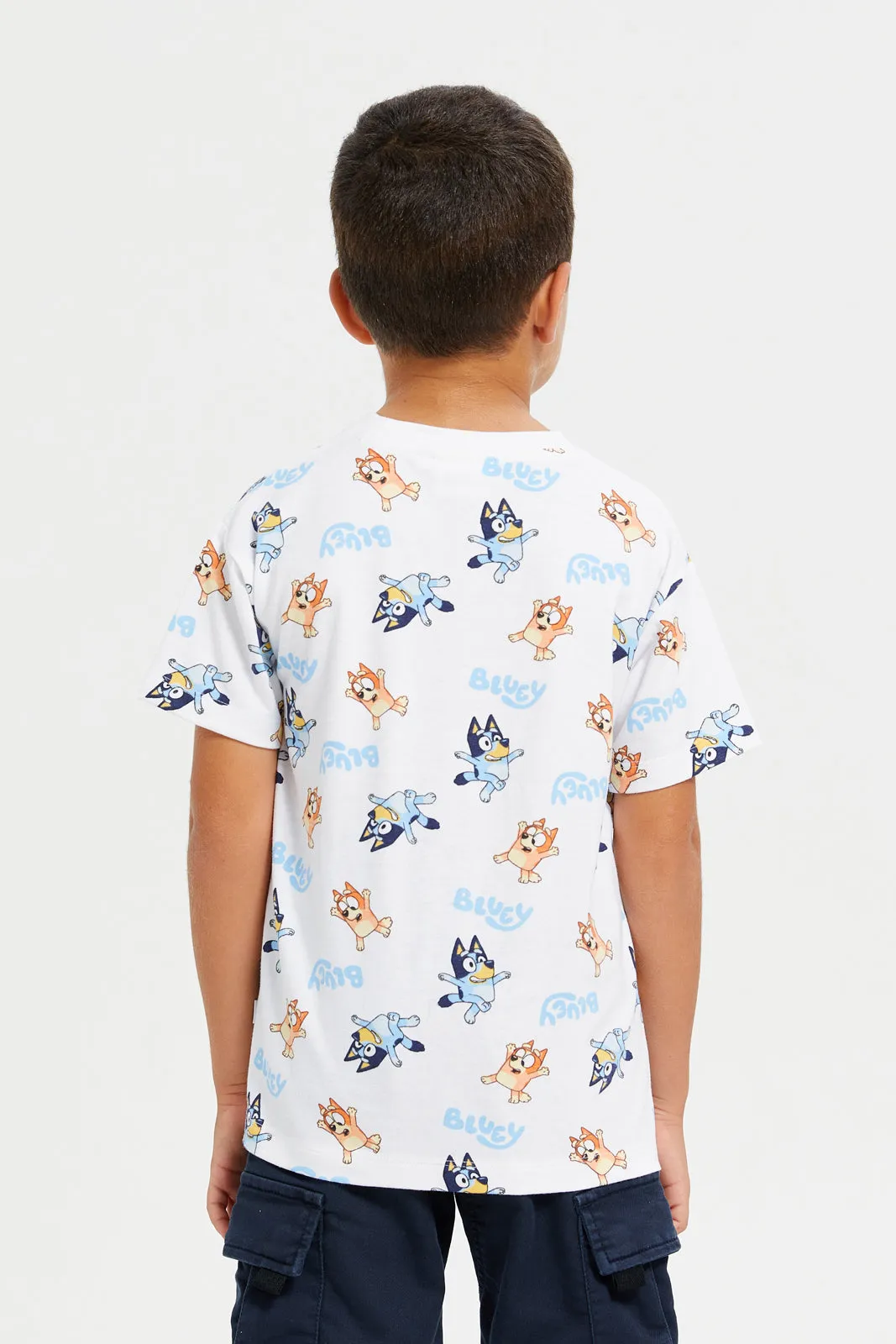 Boys Ivory Short Sleeve Printed Bluey T-Shirt
